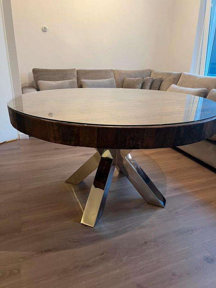 Eettafels, Huis en Inrichting, Tafels | Eettafels, Gebruikt, 100 tot 150 cm, Rond, Ophalen of Verzenden