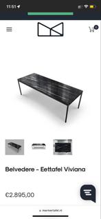 Eettafel met marmeren blad - stalen poten, Ophalen, Overige materialen, Gebruikt, 50 tot 100 cm