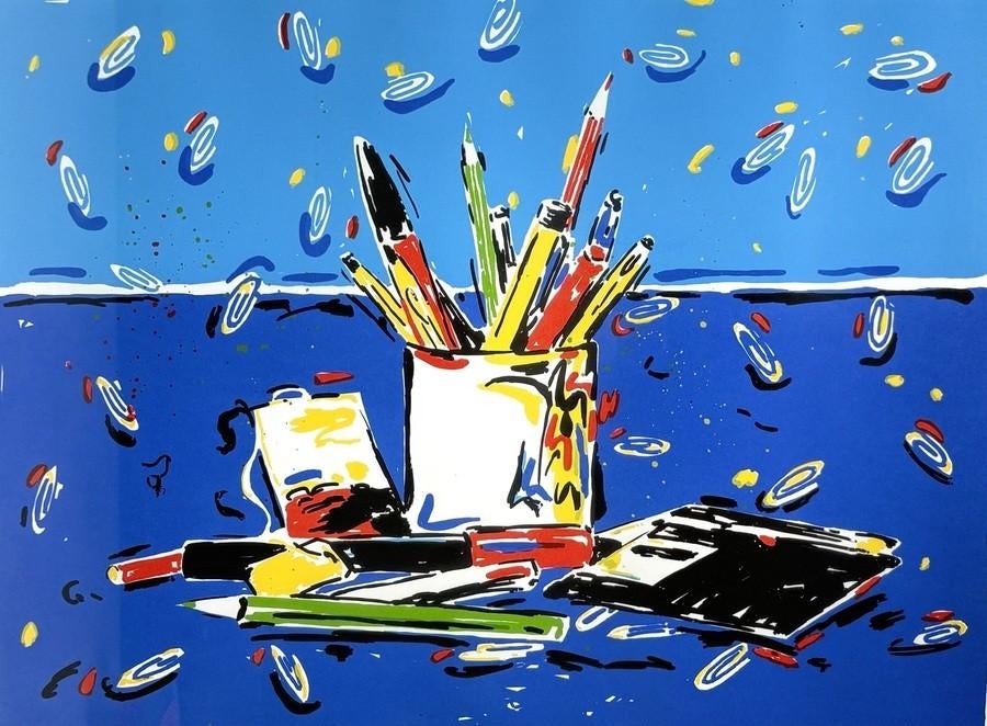 1373. Zeefdruk - Henk Hofstra "Datas", kantoorgerei, 1980