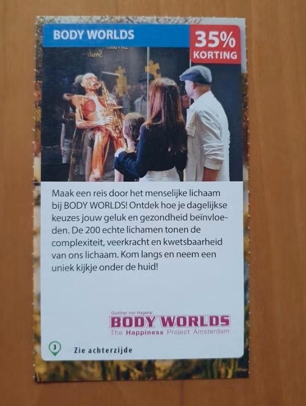 BODY WORLDS The Happiness Project 35% korting, Tickets en Kaartjes, Musea, Drie personen of meer, Kortingskaart