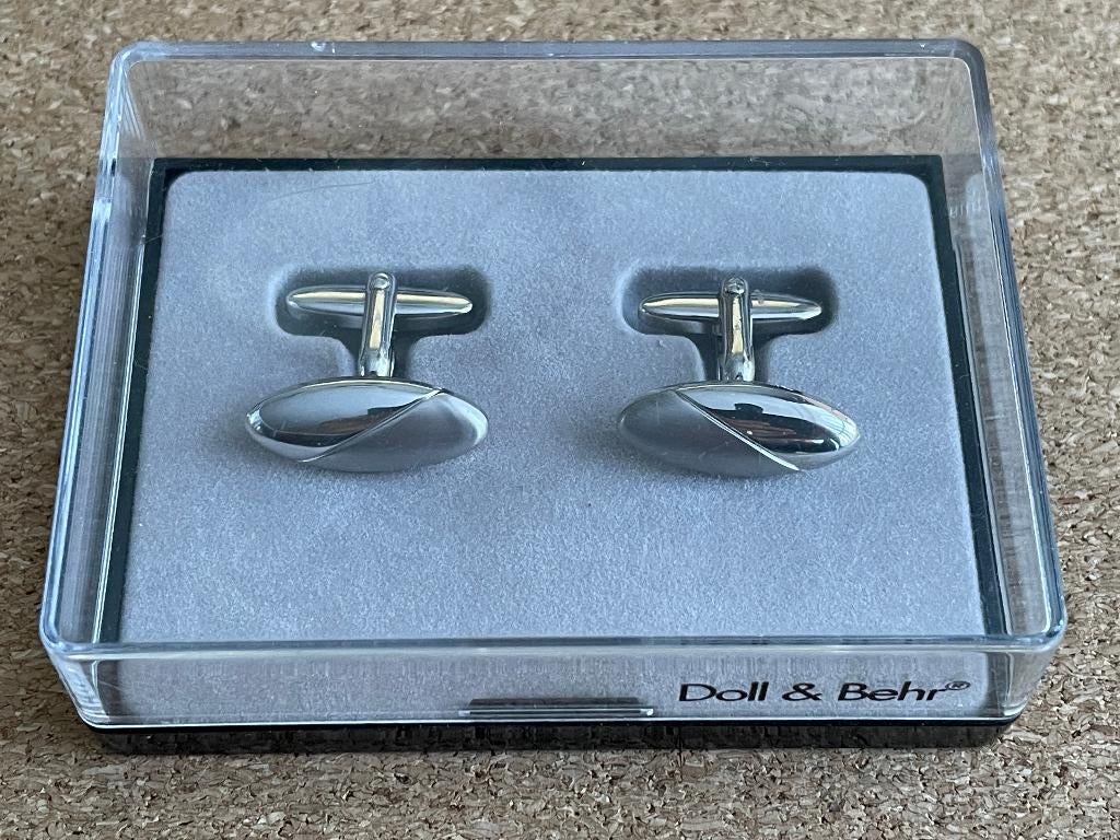 Vintage Doll & Behr manchetknopen zilverkleurig (Bijenkorf), Ophalen of Verzenden, Zo goed als nieuw, Overige materialen