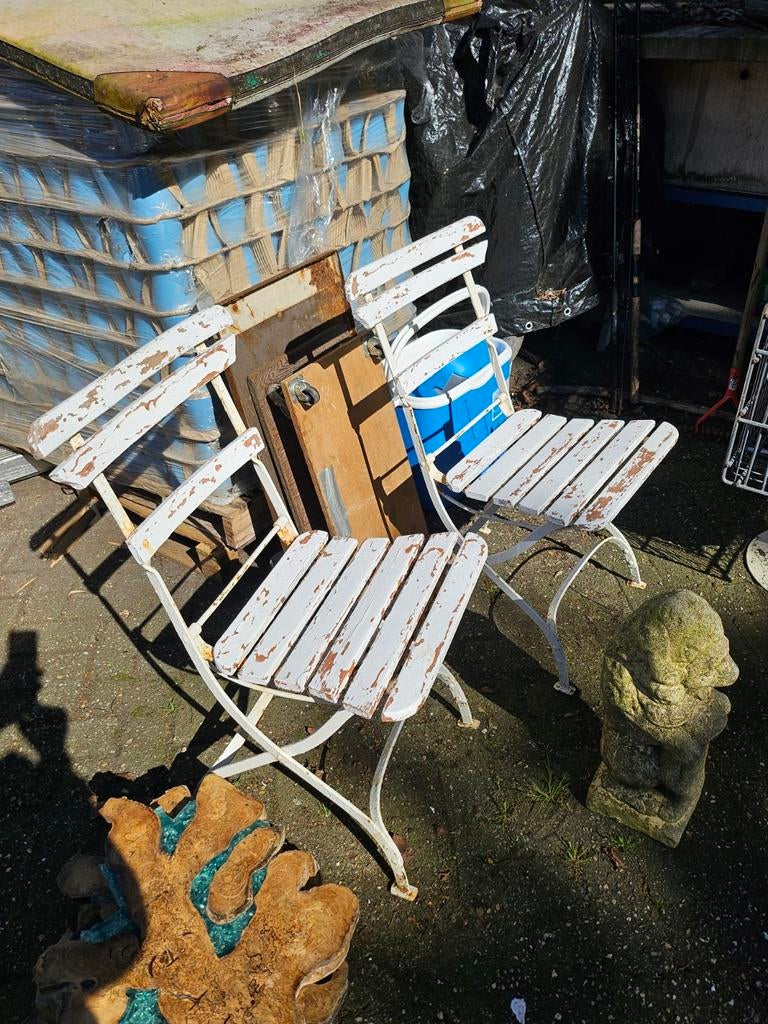 Vintage metalen tuinstoelen (2 stuks) - opknapper, Ophalen