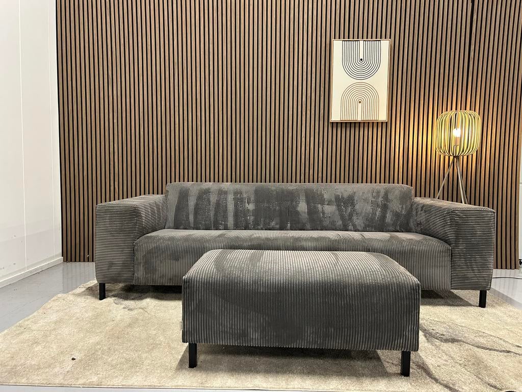 By Sidde - Remus - Bank - Hocker - Donkergrijs - Nette Staat, Huis en Inrichting, Banken | Bankstellen, Ophalen of Verzenden, Zo goed als nieuw