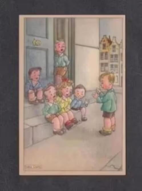 Ansichtkaart Karel Links Kleuters Samen Zingen Jaren 40., Verzamelen, Ansichtkaarten | Themakaarten, Ophalen of Verzenden, 1940 tot 1960