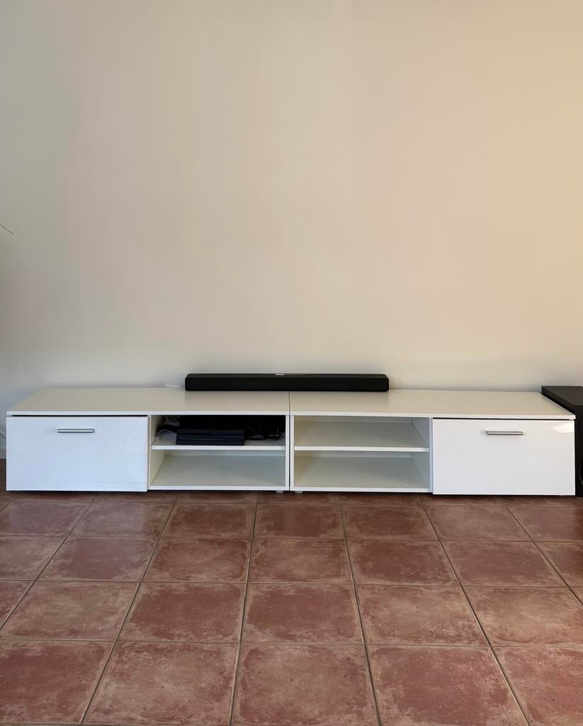Tv-kast, 2-delig, 240cm breed, Ophalen, Gebruikt, 25 tot 50 cm, 200 cm of meer