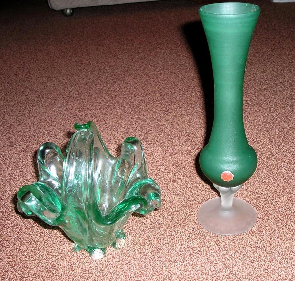 Schaal + Vaas, Huis en Inrichting, Woonaccessoires | Schalen en Manden, Ophalen of Verzenden, Zo goed als nieuw, Rond, Glas