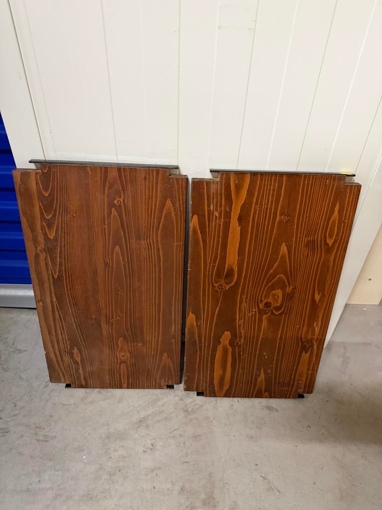 2 donkerbruine Lundia planken 80x60 cm, Ophalen, Gebruikt, Minder dan 25 mm, Grenen