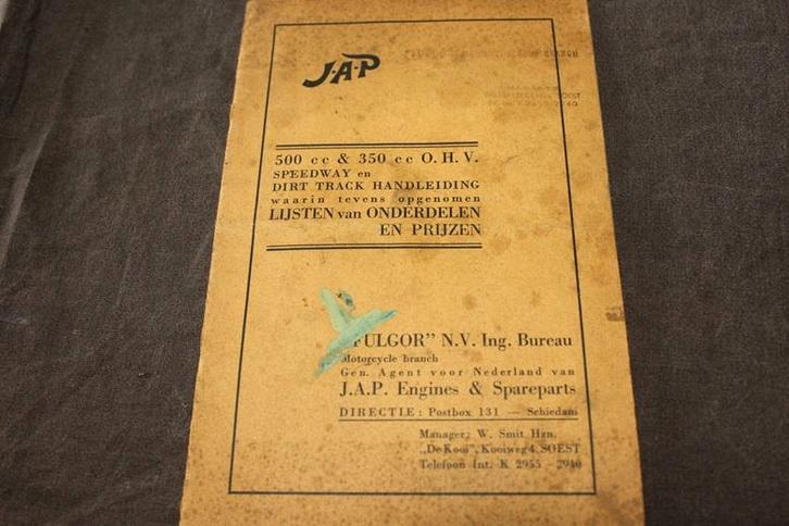JAP 350cc 500cc Speedway & Dirt Track handleiding 1935 ??, Motoren, Handleidingen en Instructieboekjes, Overige merken, Ophalen of Verzenden