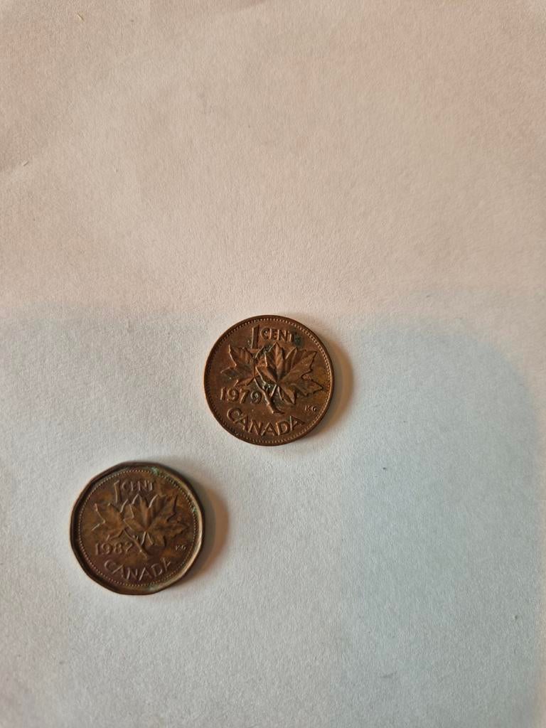 Canadese 1 Cent Munten 1979 & 1982, Ophalen of Verzenden, Noord-Amerika, Setje