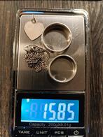 Zilveren sieraden set: ringen, ketting en hanger, 18 tot 19, Gebruikt, Ophalen of Verzenden, Dame of Heer