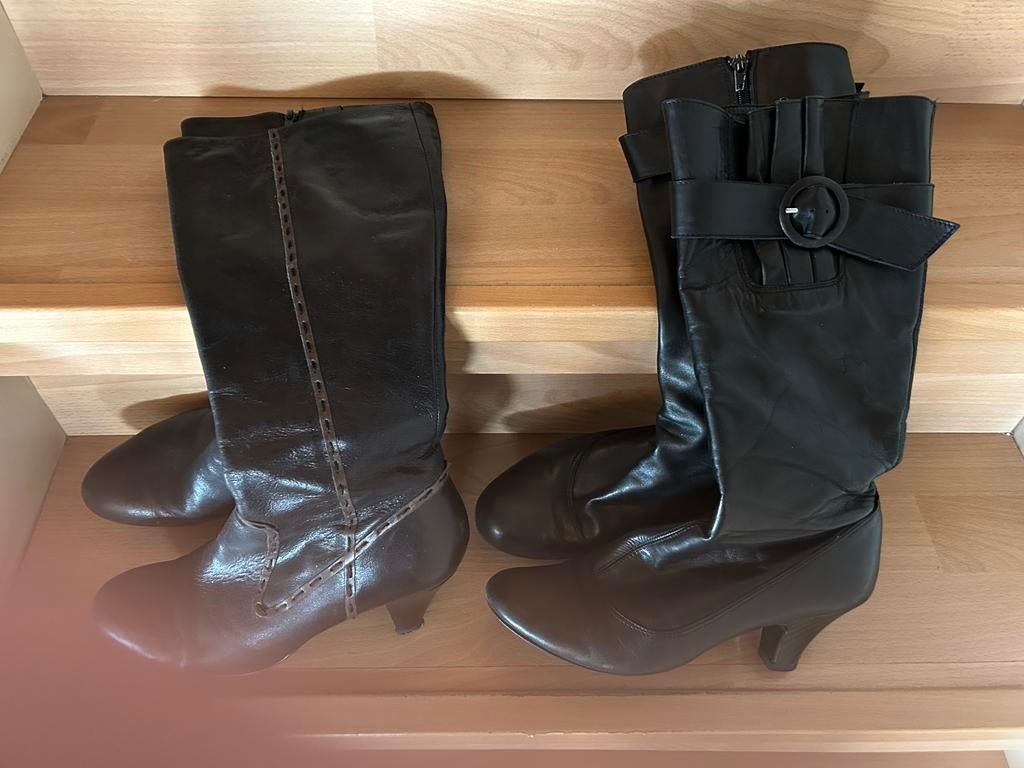 Leren laarzen, Kleding | Dames, Schoenen, Ophalen of Verzenden, Zo goed als nieuw, Zwart, Hoge laarzen