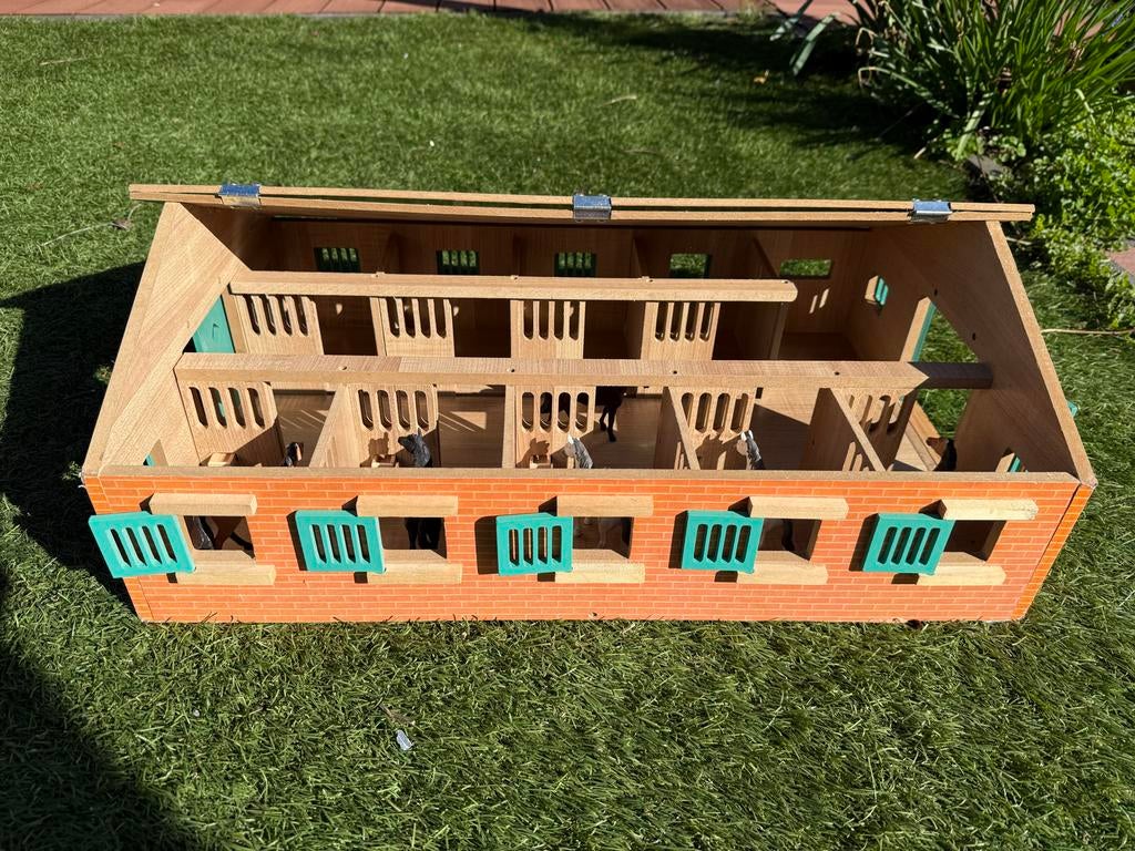 Kids Globe houten paardenstal met 9 boxen en 6 paarden, Ophalen, Gebruikt, Overige typen