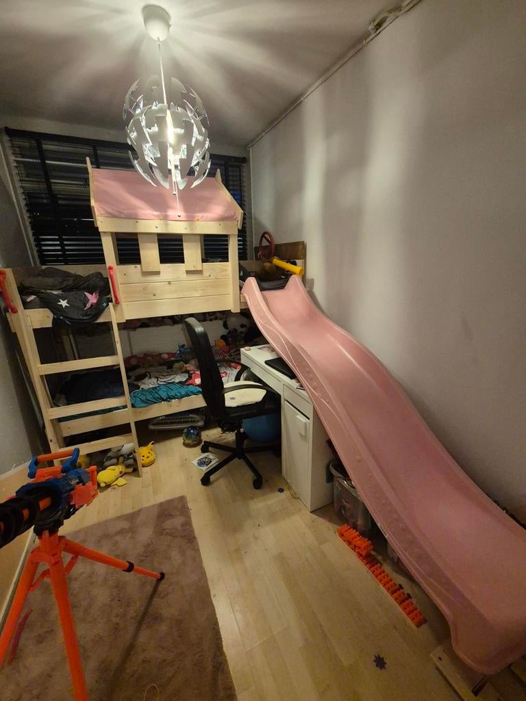 Stapel bed met huisje en glijbaan NIEUW, Ophalen of Verzenden, Nieuw, Eenpersoons, Hoogslaper