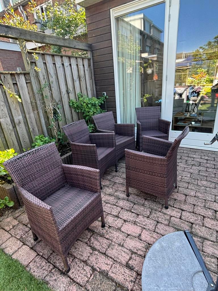 5 tuinstoelen, Ophalen, Gebruikt, Wicker