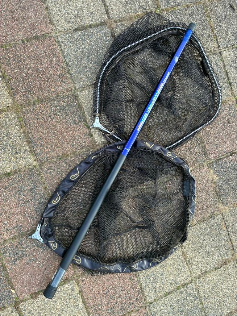 2x schepnet en steel oversteek 3.20m, Watersport en Boten, Hengelsport | Witvissen, Ophalen, Gebruikt, Complete set