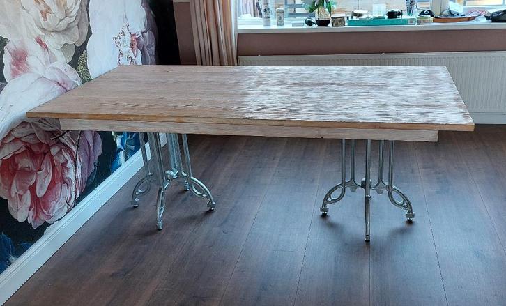 Prachtige brocante eettafel, Huis en Inrichting, Tafels | Eettafels, Gebruikt, 50 tot 100 cm, 200 cm of meer, Vijf personen of meer