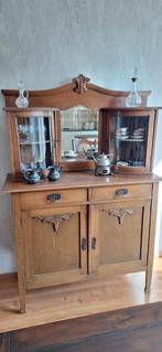 Antieke eikenhouten dressoir met spiegelopzet, Antiek en Kunst, Ophalen of Verzenden
