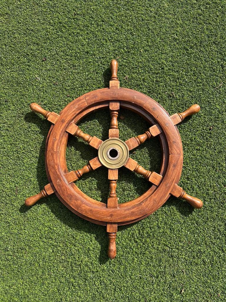 Houten origineel stuurwiel boot 50cm, Watersport en Boten, Bootonderdelen, Ophalen of Verzenden, Zo goed als nieuw, Zeilboot of Motorboot