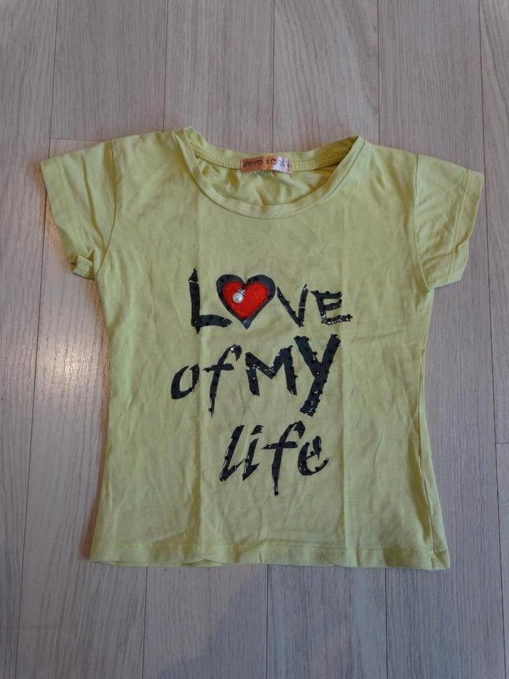 Geel shirt mt 104-110, Kinderen en Baby's, Kinderkleding | Maat 104, Zo goed als nieuw, Meisje, Shirt of Longsleeve, Ophalen of Verzenden