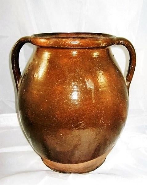 Grote antieke donkerbruine Hongaarse kruik met twee oren (32, Ophalen