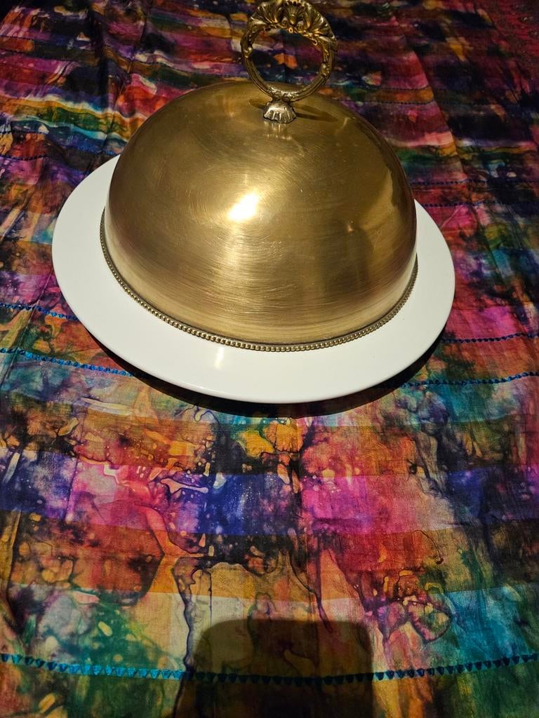 Vintage Messing Serveerschaal met Stolp - Elegant Design, Ophalen