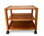 Vintage mid century teakhouten trolley / Barcart, Gebruikt, Mid century modern, 55 tot 75 cm, Rechthoekig