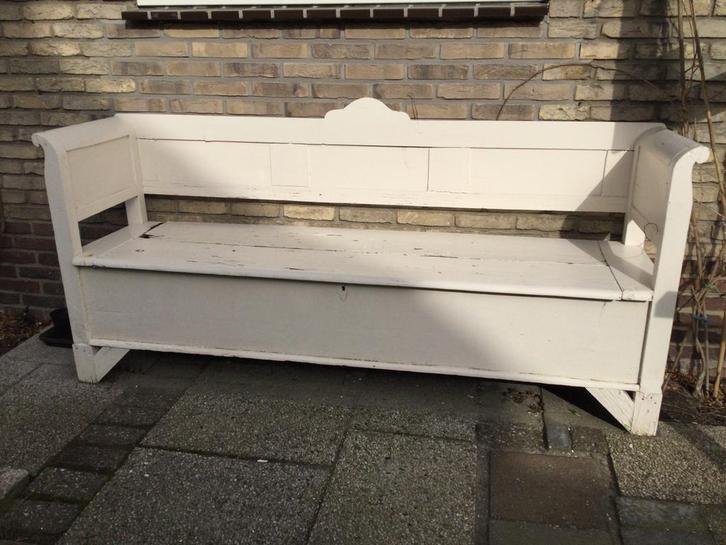 Houten klepbank “OPKNAPPER” GRATIS L:200cm x D:50 cm H:88cm, Huis en Inrichting, Banken | Voetenbanken en Poefen, Zo goed als nieuw