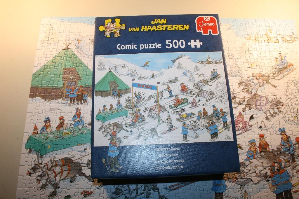 Legpuzzel Jan van Haasteren - rendier race - 500 stukjes, Ophalen of Verzenden, 500 t/m 1500 stukjes, Zo goed als nieuw
