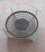 Vintage ronde tafel met glasplaat, Ophalen, 50 tot 100 cm, Rond, 50 tot 100 cm