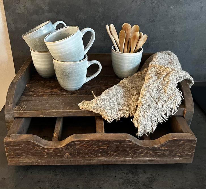 Gruttersbak met 4 vakken, Huis en Inrichting, Woonaccessoires | Dienbladen, Zo goed als nieuw, Hout, Rechthoekig, Ophalen