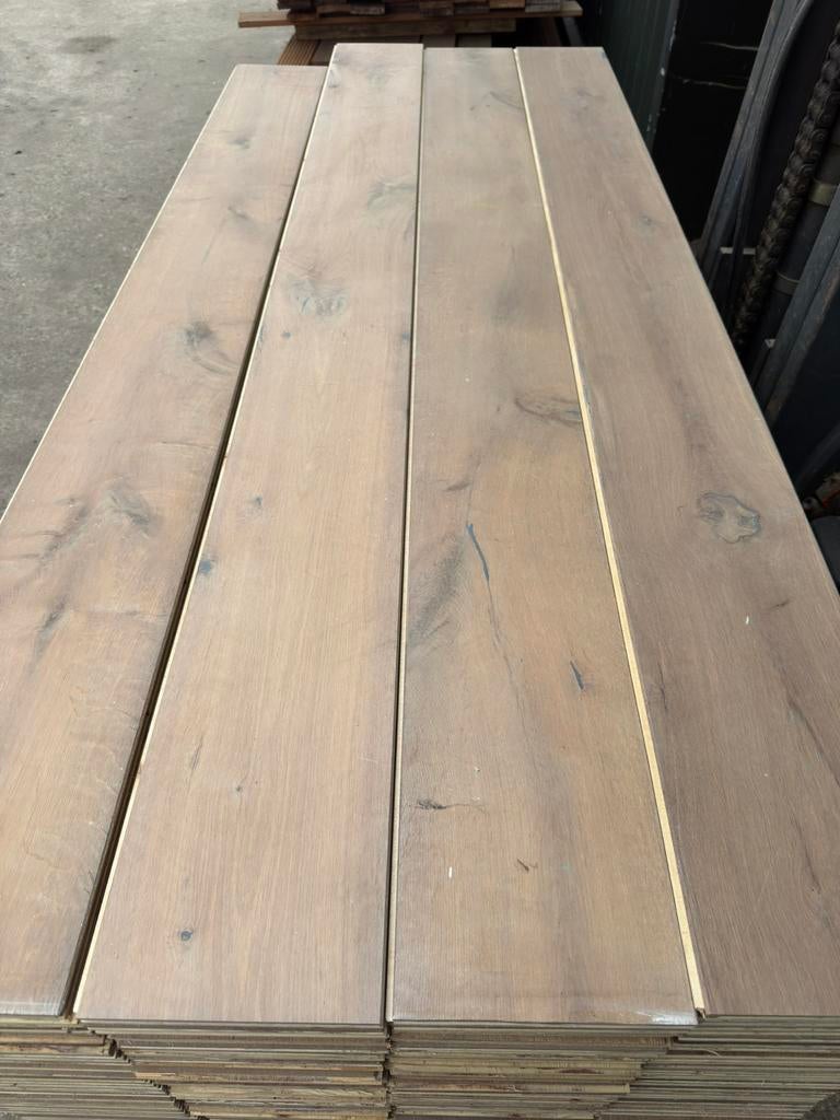 Eiken vloer 72 m2 multivloer 22 cm breed 1,5 cm dik top 4 mm, Doe-het-zelf en Verbouw, Vloerdelen en Plavuizen, Ophalen, Gebruikt