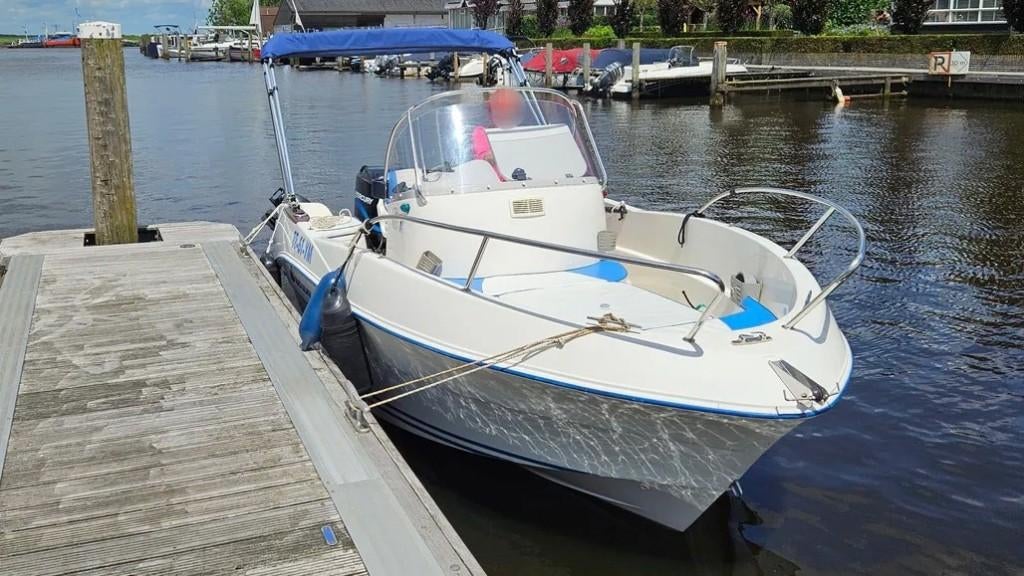 Quicksilver Flamingo 525 + Vlemmix trailer, Watersport en Boten, Vis- en Consoleboten, Gebruikt, 70 pk of meer, 3 tot 6 meter