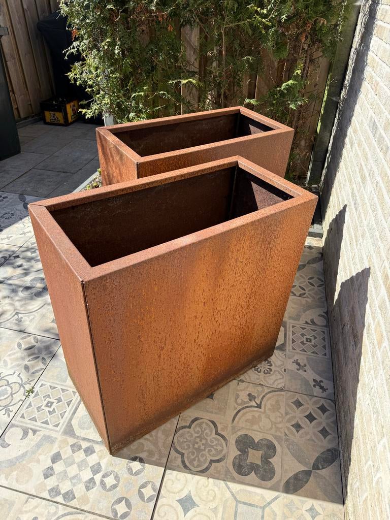 Cortenstalen plantenbak 80x40x80 cm, Tuin en Terras, Bloembakken en Plantenbakken, Gebruikt, Metaal, Tuin, 60 cm of meer, 60 tot 100 cm