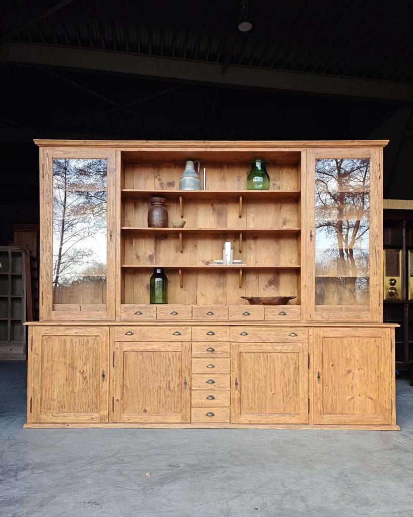 Grote antieke winkelkast | Apothekerskast grenenhout   #2697, Ophalen of Verzenden