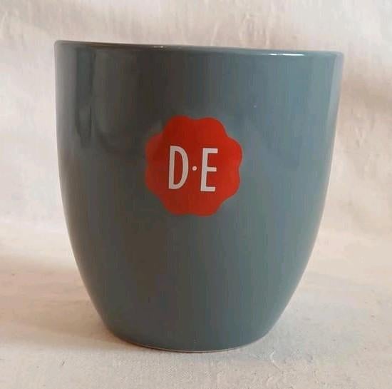 Douwe Egberts mok zonder oor Grijs, Nieuw, Ophalen of Verzenden, Overige stijlen, Kop(pen) en/of Schotel(s)