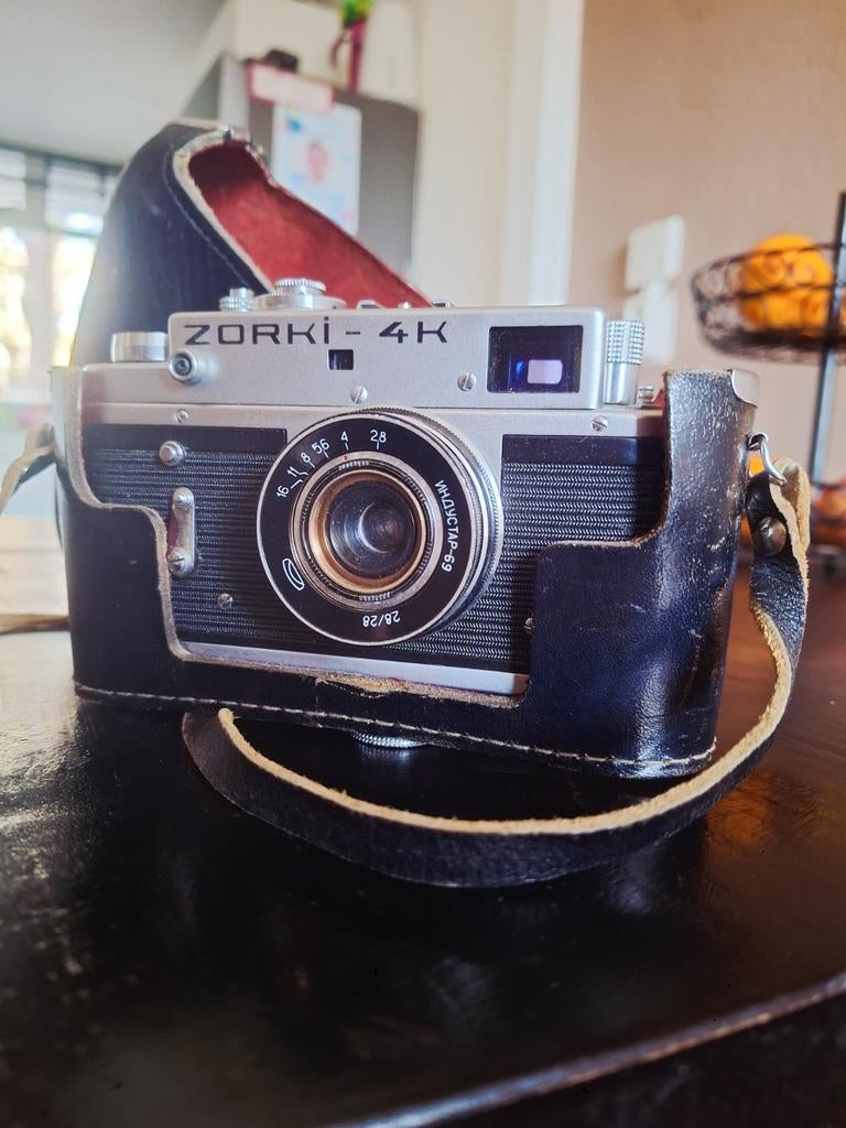 Vintage Zorki-4K camera met leren tas - Made in USSR, Ophalen, Gebruikt, Spiegelreflex, Overige Merken