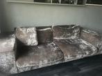 Fluwelen bank taupe, Ophalen of Verzenden, Zo goed als nieuw, 75 tot 100 cm