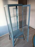 Blauwe fabrikor vitrinekast, Ophalen, 50 tot 100 cm, Zo goed als nieuw, 150 tot 200 cm
