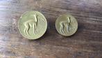 Broches met afbeelding van Alpaca op Peru munt 22 en 27 mm, Sieraden, Tassen en Uiterlijk, Broches, Nieuw, Overige materialen