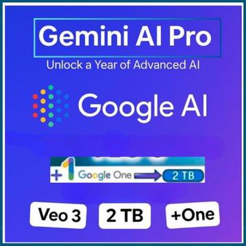 Google Gemini AI Pro + One + VEO 3 + 2 TB opslag beschikbaar voor biedingen