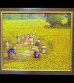Fijn uitgewerkt olieverfschilderij “Rijstoogst”, Ophalen of Verzenden