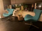 2 draaistoelen licht blauw, Huis en Inrichting, Ophalen, Minder dan 50 cm, Gebruikt, 75 tot 100 cm