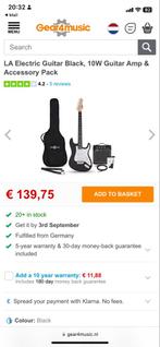 Elektrische Gitaar LA Zwart met Versterker & Accessoires, Nieuw, Met versterker, Solid body, Ophalen