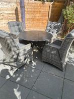 Tuinset met ronde tafel 110 cm en 4 stoelen, Tuin en Terras, Ophalen, 4 zitplaatsen, Eettafel, Zo goed als nieuw