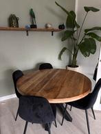 Mango Houten Eettafel met Zwarte Poten, Huis en Inrichting, Tafels | Eettafels, Gebruikt, 100 tot 150 cm, Ophalen of Verzenden