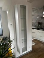 Hang vitrinekast/servieskast wit hoogglans, Ophalen, Glas, 50 tot 100 cm, Modern