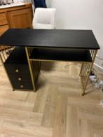 Nageltafel zwart met gouden accenten, Huis en Inrichting, Bureaus, Ophalen, Gebruikt, Bureau