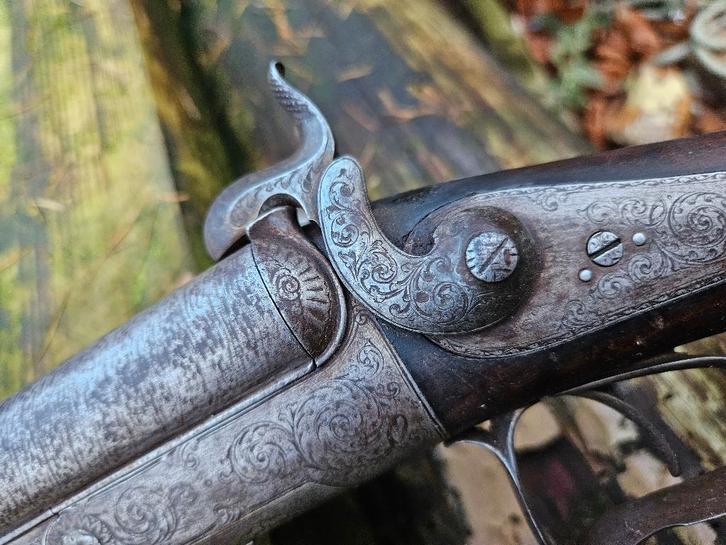 Prachtig antiek dubbelloops jachtgeweer, Antiek en Kunst, Antiek | Overige Antiek, Ophalen of Verzenden