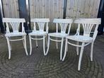 4 houten vintage cafe stoelen wit, Ophalen, Zo goed als nieuw, Hout