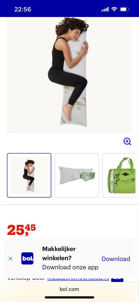 Bamboo Body Pillow - Nieuwstaat!, Huis en Inrichting, Slaapkamer | Beddengoed, Nieuw, Kussen, Eenpersoons, Wit, Ophalen of Verzenden